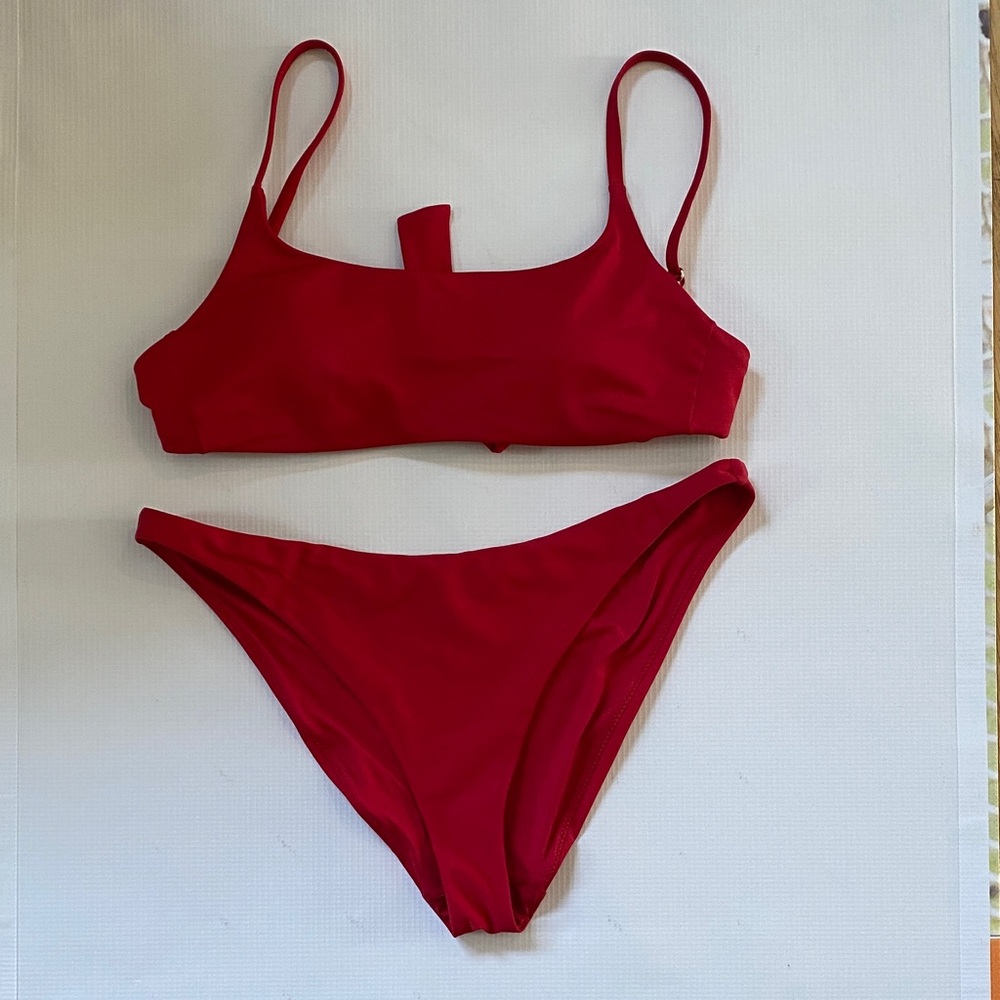 Quince Red Bikini Top and Tie-Back Bottom
